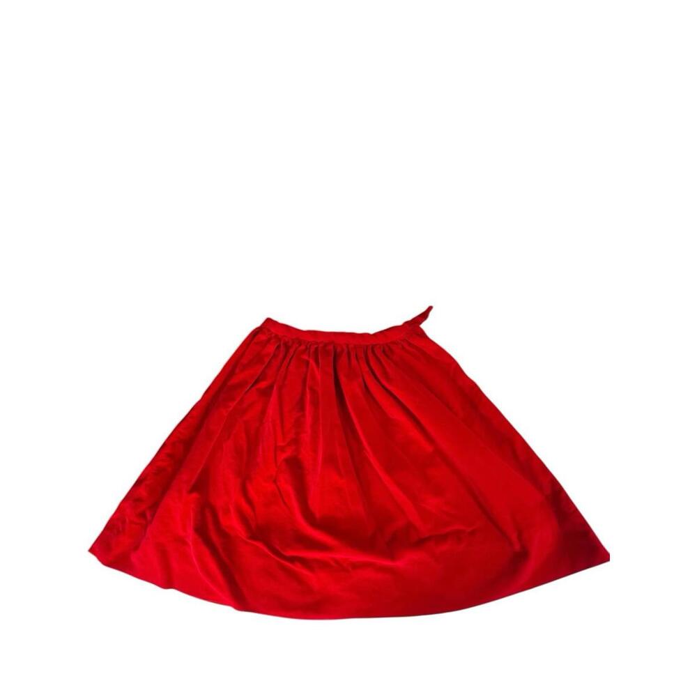 VTG Red Velvet Skirt High Waist Mid Length 1950s Style Zip Closure 12x19/US 0